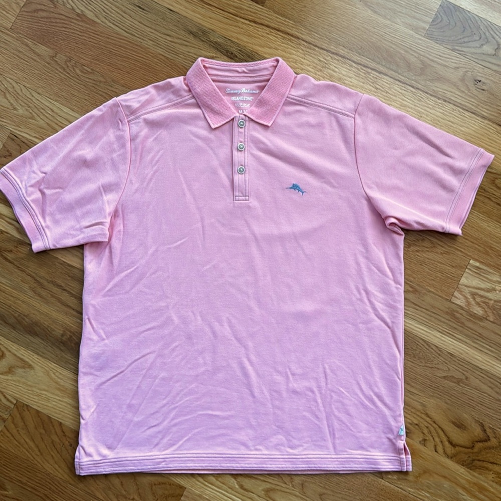 Tommy Bahama Men’s IslandZone The Emfielder Polo Blue Pink Pool Size M